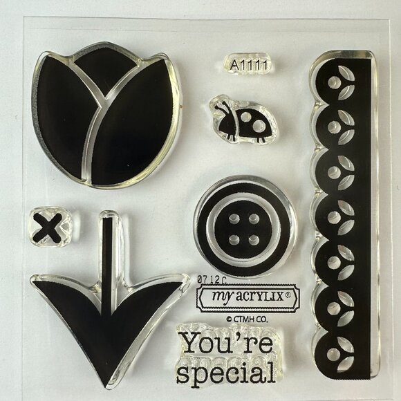 My Acrylix Clear Stamps Set - Tulip Button Ladybug a1111 CTMH - Picture 1 of 1
